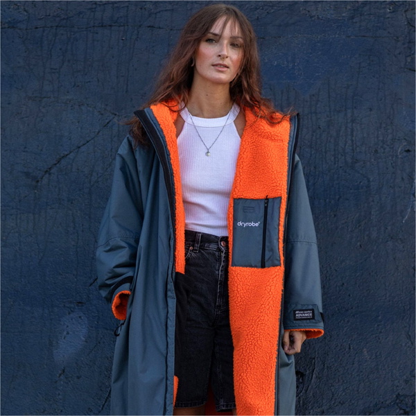 2025 Dryrobe Advance Long Sleeve Changing Robe V3 DALSV3 - Dark Grey / Orange